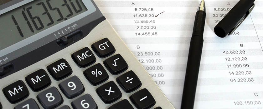 calculator and budget sheet